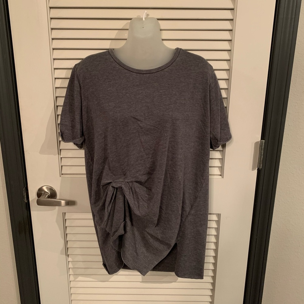 Large All Saints Grey Side Bunched T-Shirt Blouse